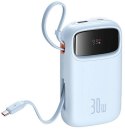 Powerbank Baseus QPow 2 10000mAh 30W z 2 wbudowanymi kablami USB-C - niebieski
