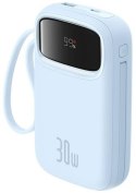 Powerbank Baseus QPow 2 10000mAh 30W z 2 wbudowanymi kablami USB-C - niebieski