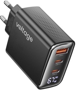 Ładowarka sieciowa Voltage GaN Charger 67W PD 3.0 QC 4.0 USB-A 2x USB-C Digital Display czarna