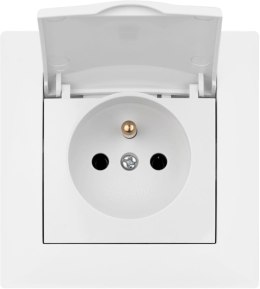 Gniazdo pojedyncze z klapką i uziemieniem VCX WESA LC 52 Biały
