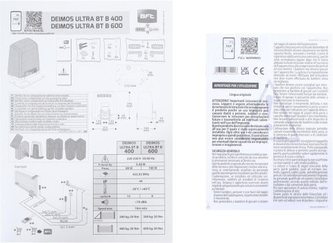 Zestaw BFT DEIMOS ULTRA BT B600 EE KIT do 600kg bram przesuwnych