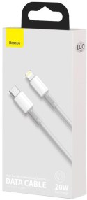 KABEL USB-C / Lightning iPhone Baseus Cafule CATLGD-02 1m 20W PD Quick Charging BIAŁY W OPLOCIE KABEL USB-C / Lightning iPhone Baseus Cafule CATLGD-02 1m 20W PD Quick Charging BIAŁY W OPLOCIE